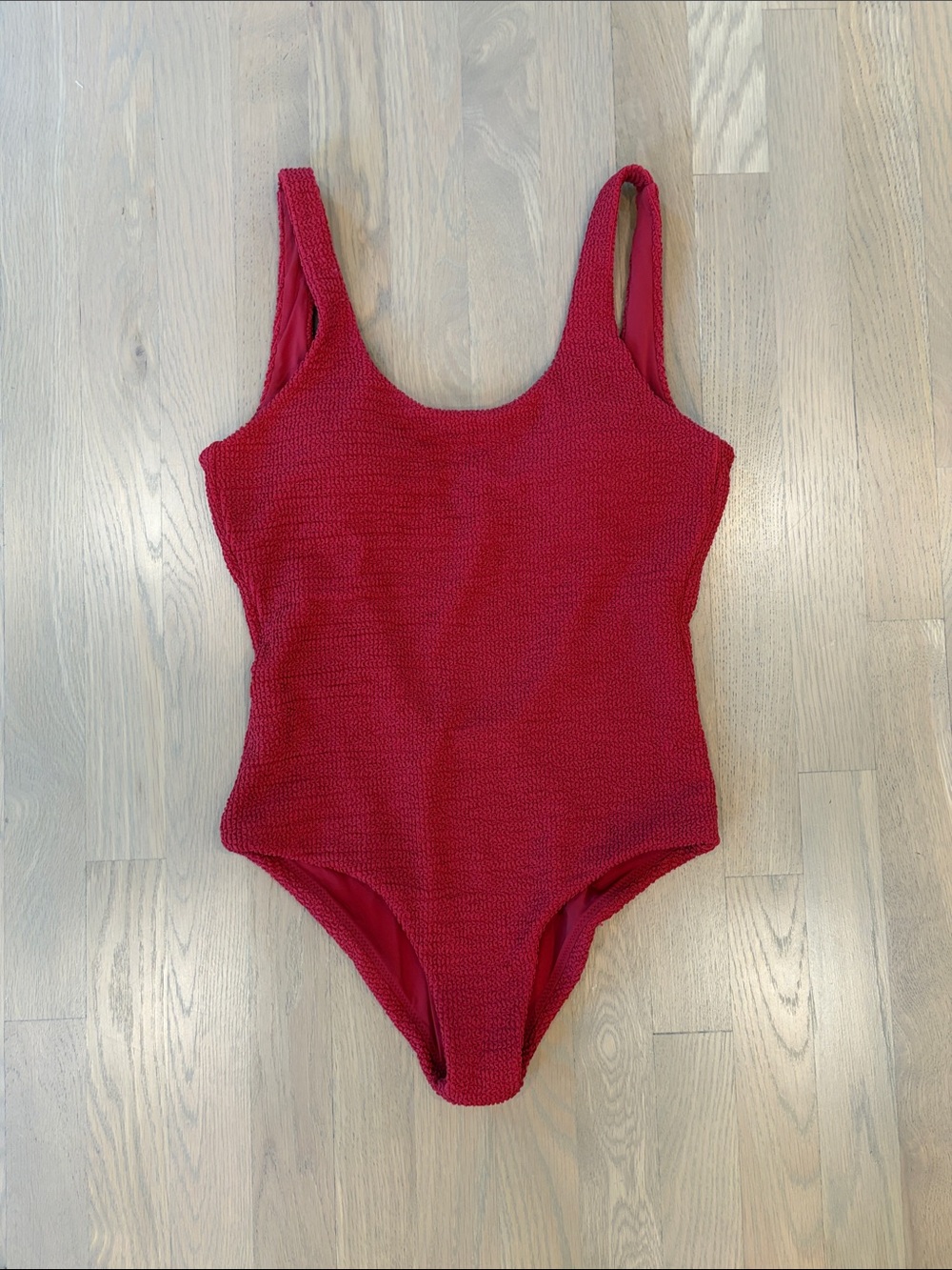 It’s Now Cool Red Scrunchie Scoop Back One-Piece Swimsuit